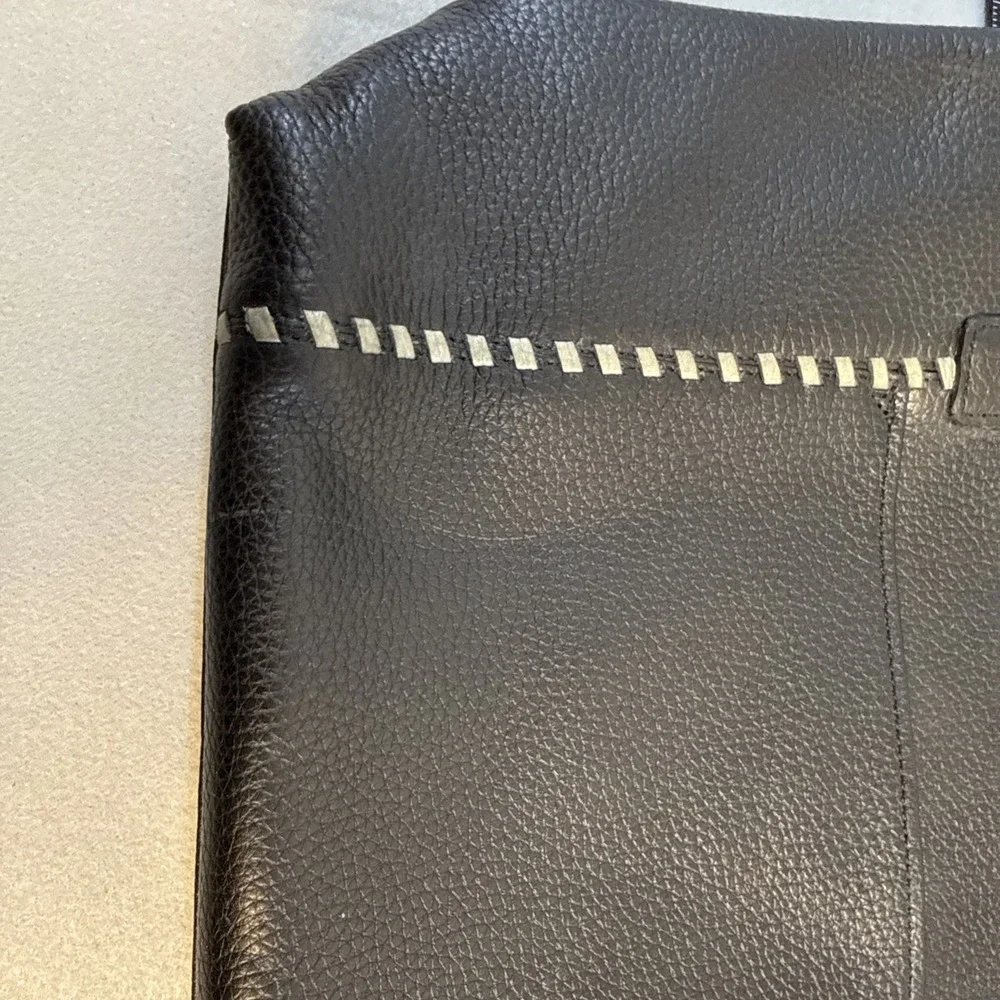 Vintage Brighton Purse, Leather, Black, Silver Accents, Tippi Laced Tote